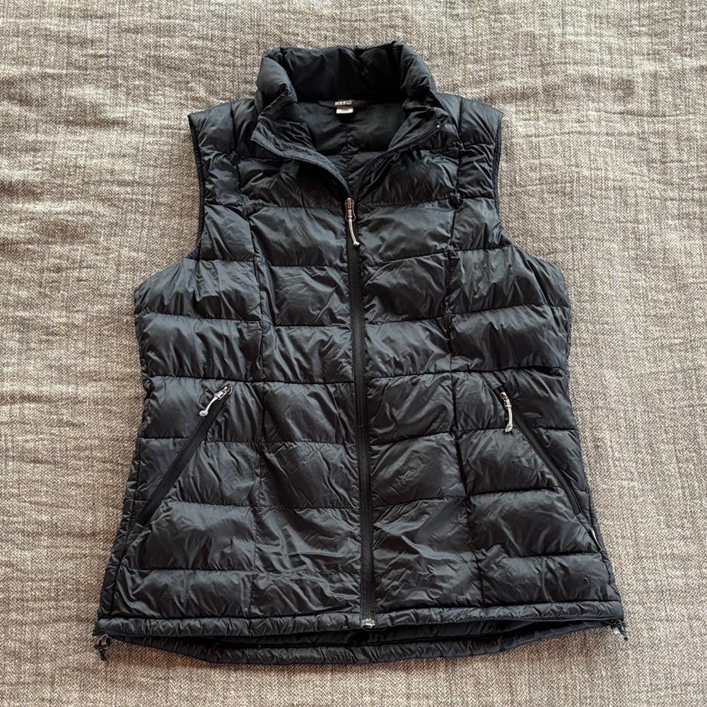 REI Black Quilted Women's Down Vest with Zipper Pockets